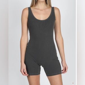 Brunette The Label Scoop Neck Grey Ribbed Romper M/L